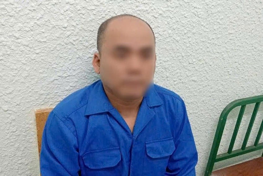 Tài xế Phạm Quốc Huy tại cơ quan công an.