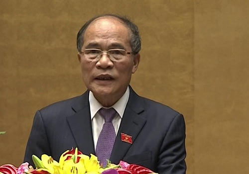 Chủ tịch Quốc hội Nguyễn Sinh Hùng phát biểu khai mạc kỳ họp. Ảnh Vnexpress.net