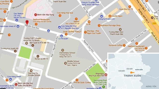 Phố Nguyễn Quý Đức (phường Thanh Xuân Bắc) nơi xảy ra sự việc. Ảnh: Google Maps.