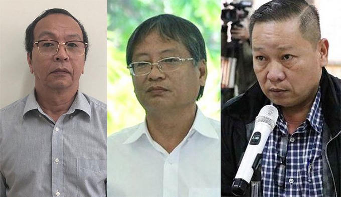 Từ trái qua, ông Nguyễn Đình Thống, Nguyễn Ngọc Tuấn và Phan Minh Cương. Ảnh: Bộ Công an