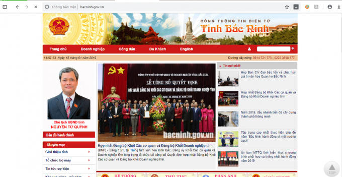 Website Cổng thông tin điện tử tỉnh Bắc Ninh.