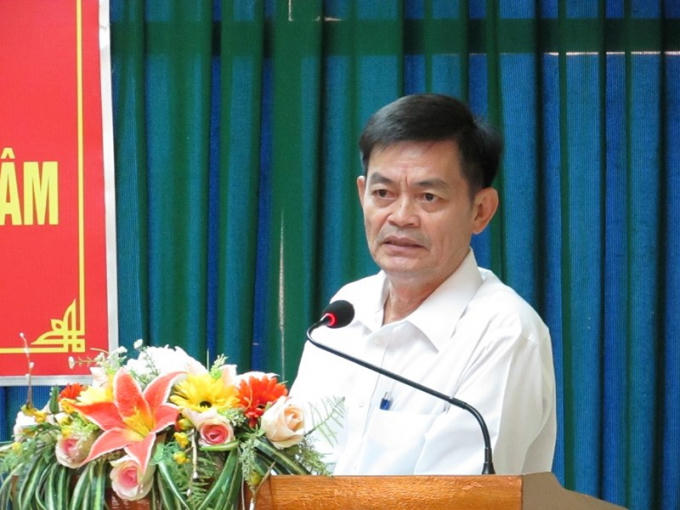 Ông Phan Bá, Vụ trưởng Vụ Công tác phía Nam - Ban Nội chính Trung ương, phát biểu tại hội nghị ngày 7-8 ở Cần Thơ. Ảnh: NN