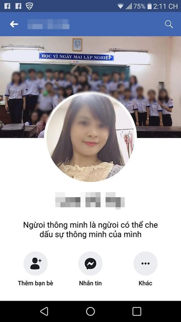 Tài khoản FB được cho là của cô giáo H. – nhân vật chính trong vụ việc