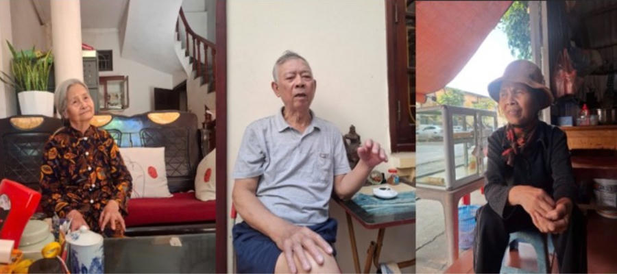 Các cụ cao niên làng Thượng Cát bày tỏ nỗi buồn, xót xa, tiếc nuối khi những cây đa di sản xanh gắn bó với nhiều thế hệ người dân trong làng bị "bức tử" . (ảnh: PV)
