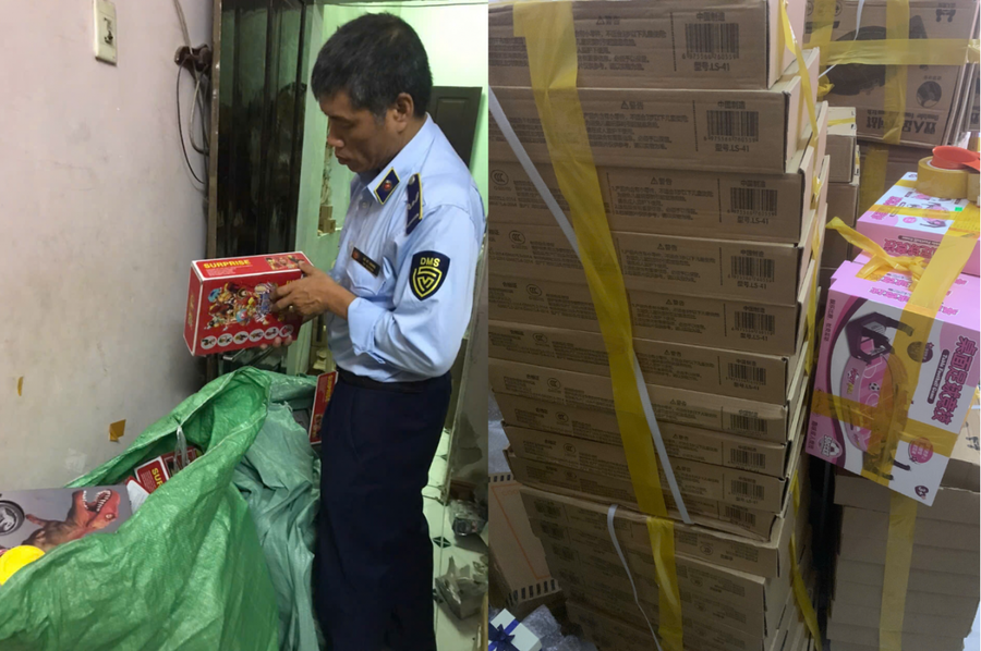 Các sản phẩm đồ chơi đều không có nguồn gốc, hóa đơn chứng từ theo quy định pháp luật. (Ảnh: Cục QLTT TP Hà Nội)