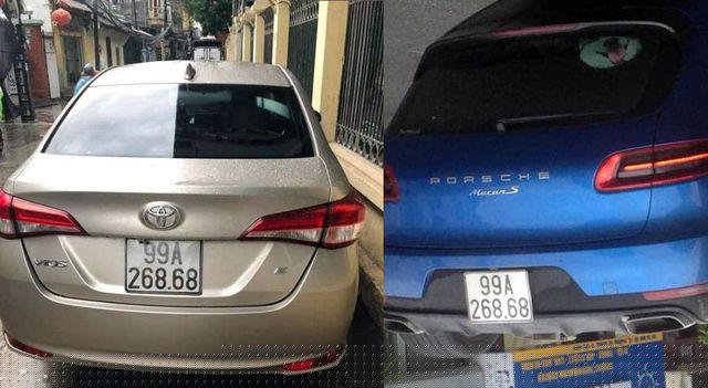 Chiếc Porsche Macan S màu xanh trùng BKS 99A - 268.68 với xe ô tô Toyota Vios gây xôn xao cộng đồng mạng.