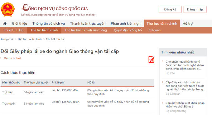 doi giay phep lai xe