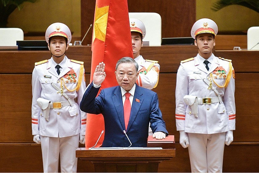 Đại tướng Tô Lâm tuyên thệ khi nhậm chức Chủ tịch nước.