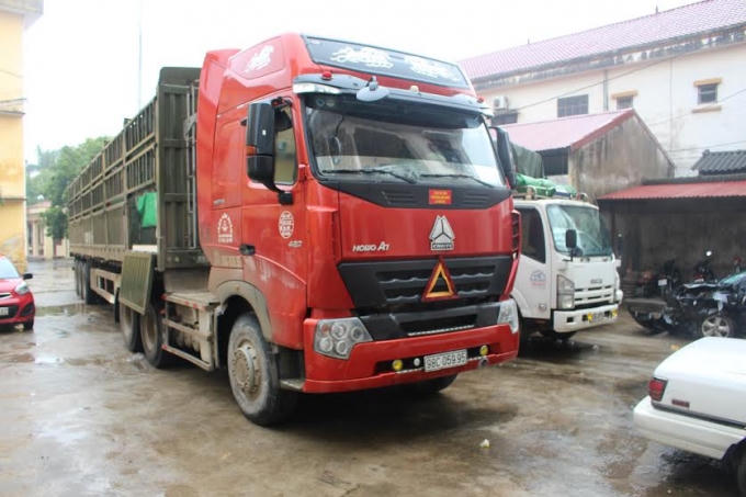 Ô tô đầu kéo vận chuyển pháo lậu bị lực lượng chức năng bắt giữ.