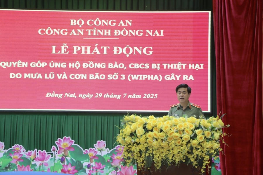 Thiếu tướng Nguyễn Đức Hải, Uỷ viên Ban thường vụ Tỉnh uỷ, Giám đốc Công an tỉnh phát động quyên góp ủng hộ đồng bào, CBCS bị thiệt hại do mưa lũ và cơn bão số 3 gây ra