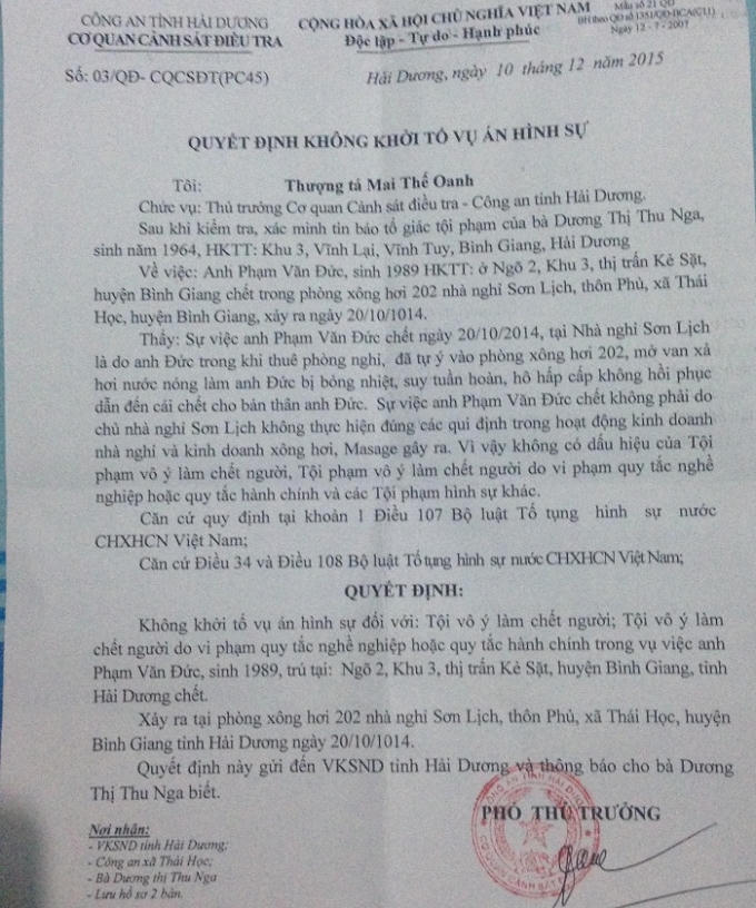 Cơ quan chức năng quyết định không khởi tố vụ án "Quan tài diễu phố ở Hải Dương".