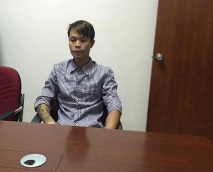 Đối tượng Nguyễn Trí Long tại cơ quan công an