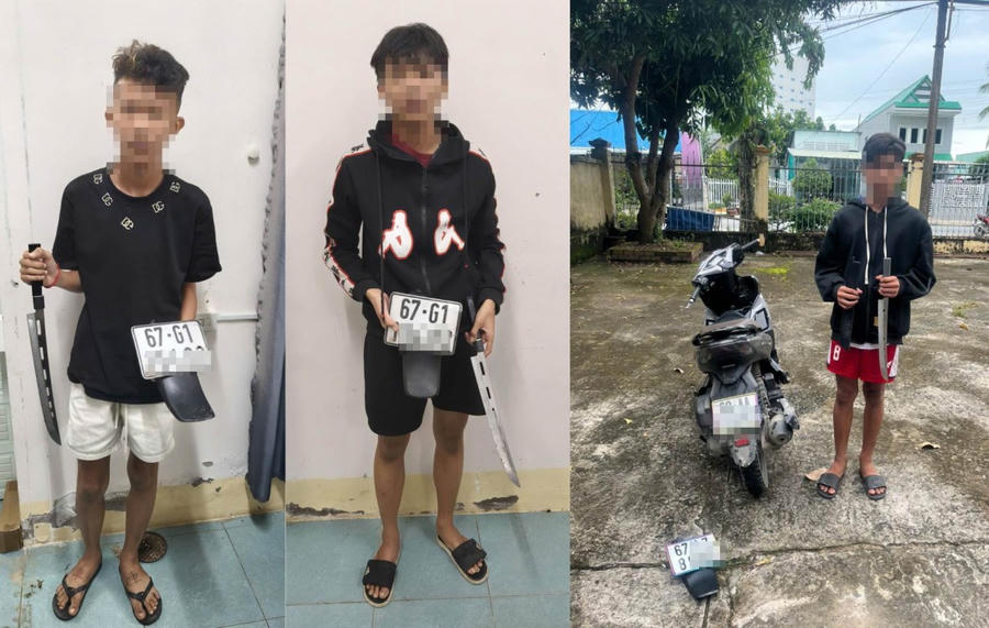 Các đối tượng cùng tang vật thu giữ