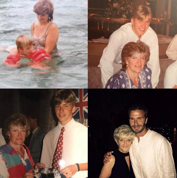 Nhhững hình ảnh chụp chung giữa ngôi sao David Beckham và mẹ. (Ảnh: Instagram)
