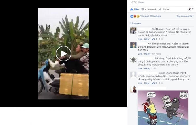 Clip: Thanh niên lái xe máy bằng chân