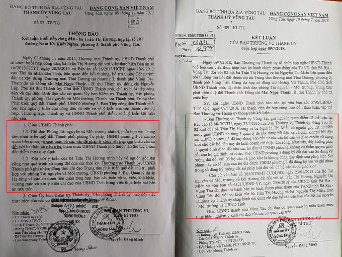 Các văn bản của Thành ủy TP Vũng Tàu cho rằng bản án phúc thẩm của TAND tỉnh BR-VT thiếu căn cứ.