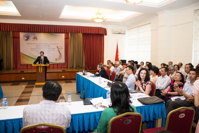 Phó chủ tịch thường trực kiêm Tổng thư ký Hội hữu nghị Việt Nga Trịnh Quốc Khánh phát biểu (Ảnh: Minh Tuấn)
