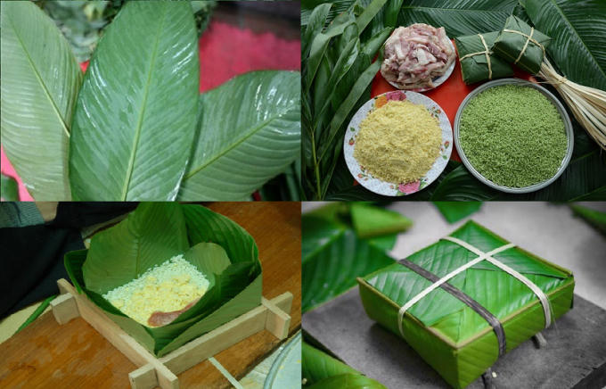 Mâm cơm ngày Tết không thể thiếu bánh chưng, một loại bánh mang đạm hương vị ngày tết cổ truyển của người Việt.