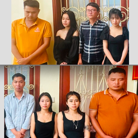 Nhóm nam nữ sử dụng trái phép chất ma tuý. Ảnh: Công an Ninh Bình.