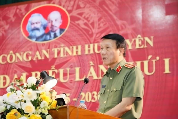 Đại tướng Lương Tam Quang, Bộ trưởng Bộ Công an phát biểu tại Đại hội.