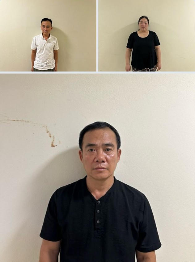 Các đối tượng tại cơ quan công an.