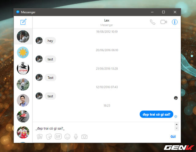 Để tạo nội dung chữ in nghiêng khi trò chuyện trong Facebook Messenger, bạn hãy sử dụng cú pháp _nội-dung_.