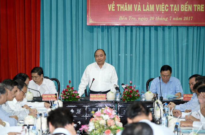 Thủ tướng làm việc với lãnh đạo chủ chốt tỉnh Bến Tre