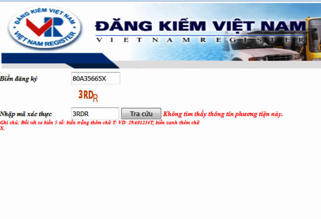 Không tìm thấy thông tin gì về chiếc xe Toyota mang biển 80A - 356.65 xuất hiện trên đường phố Ninh Bình ở trang Đăng kiểm Việt Nam.