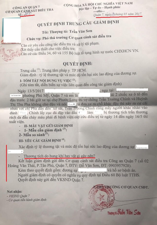 Công an quận 7 ban hành 2 Quyết định cùng số cùng ngày tháng cùng người ký nhưng được chỉnh sủa về nội dung.
