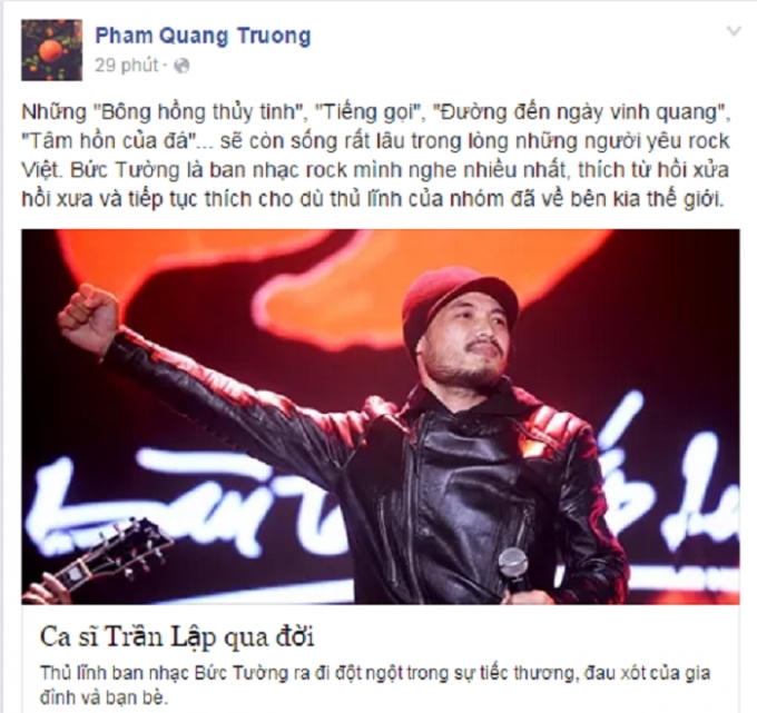 Bàng hoàng: Ca sỹ nhạc Rock Trần Lập vừa qua đời tại nhà riêng