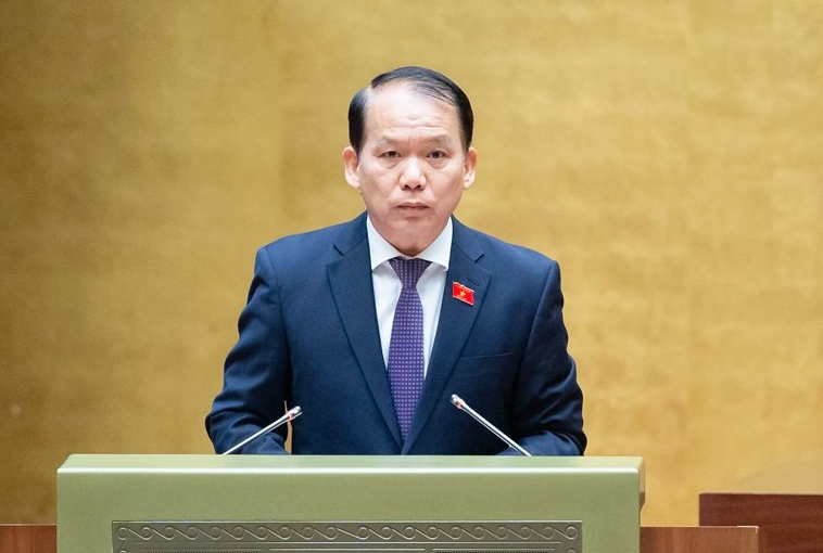 Chủ nhiệm Ủy ban Pháp luật Hoàng Thanh Tùng trình bày báo cáo.