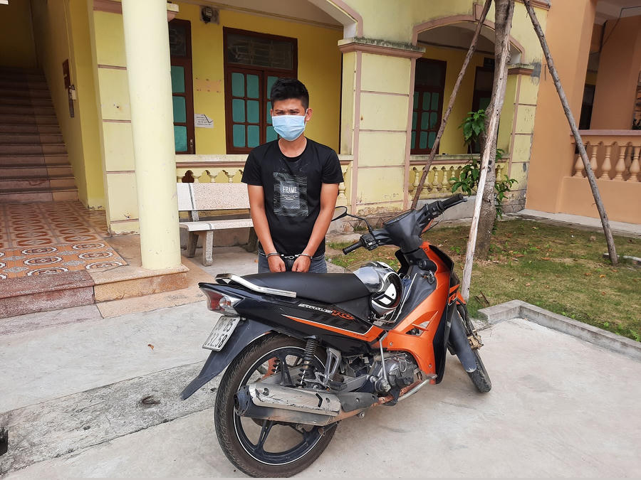 Đối tượng Lỗ Trọng Huy tại cơ quan Công an.