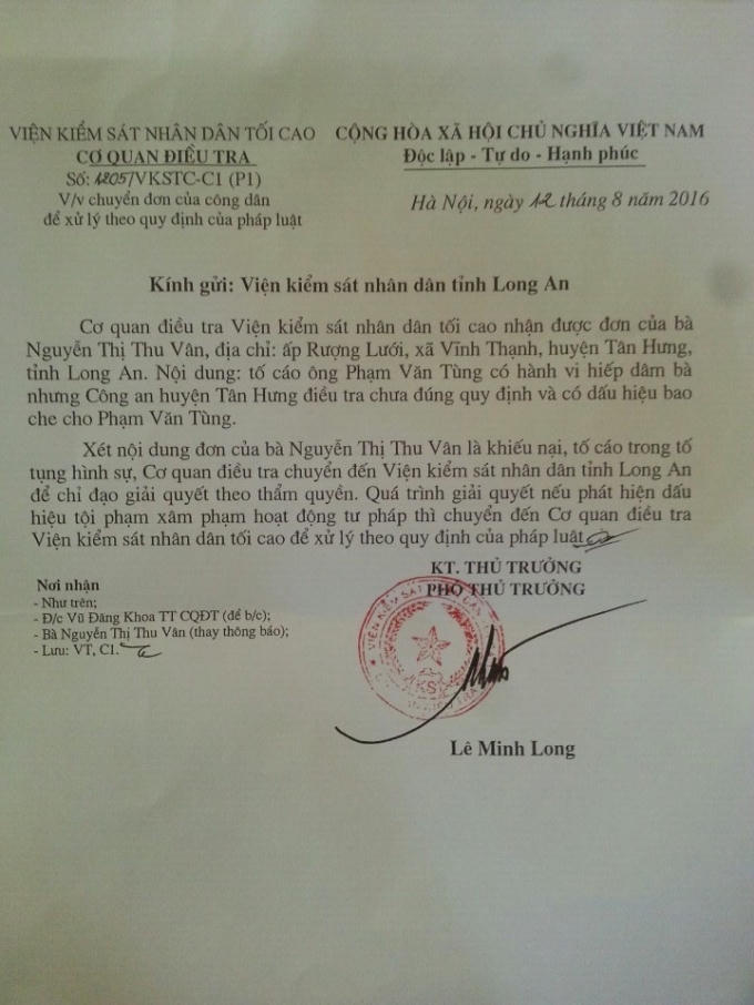 Chuyển đơn của Viện kiểm sát Tối cao.