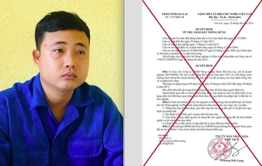 Đối tượng Huỳnh Chí Linh và Quyết định được đối tượng này làm giả chữ ký của lãnh đạo UBND tỉnh Gia Lai.