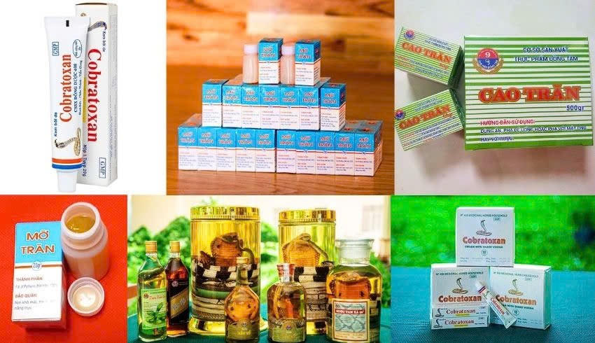 Các sản phẩm y học từ nọc rắn hổ mang.