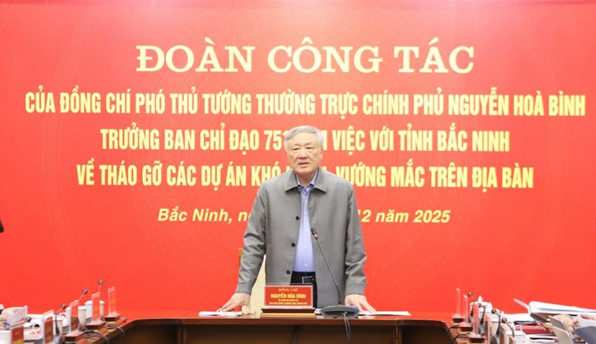 Phó Thủ tướng Thường trực Chính phủ Nguyễn Hòa Bình phát biểu chỉ đạo tại buổi làm việc. Ảnh: bacninh.gov.vn