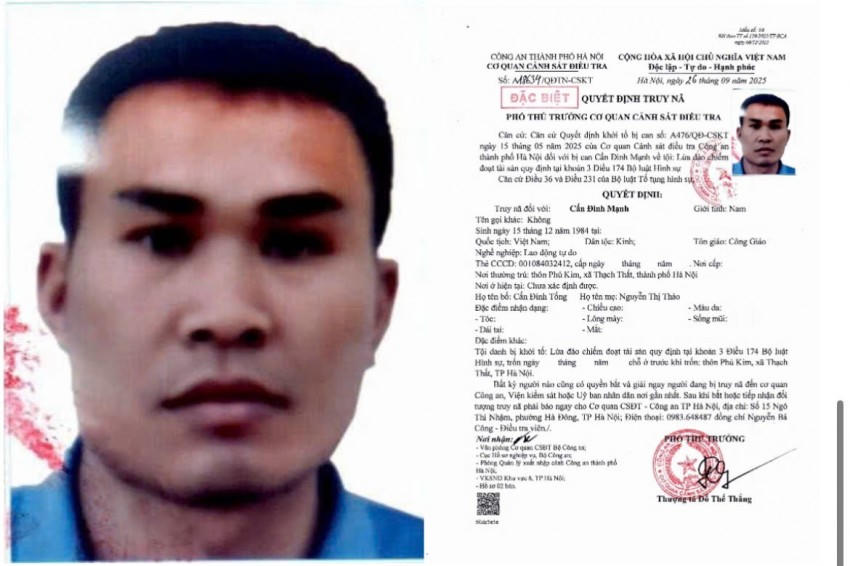 Truy nã Cấn Đình Mạnh