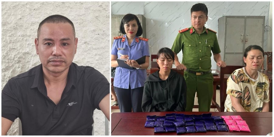 Các đối tượng cùng tang vật - ảnh Công an Nghệ An.