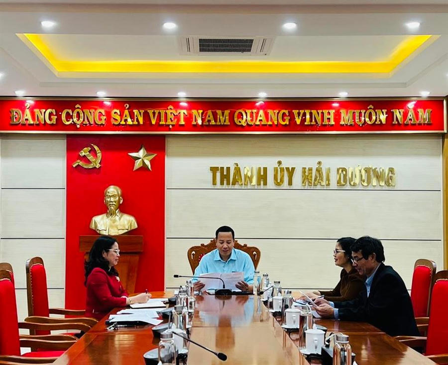 Kỳ họp thứ 44 của UBKT Thành ủy Hải Dương. (Ảnh UBKT Thành ủy Hải Dương cung cấp)