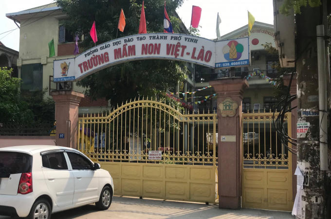 Trường mầm non Việt Lào nơi xảy ra sự việc.