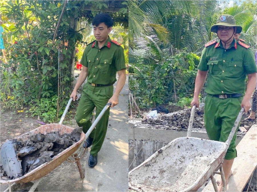 Đoàn viên thanh niên Công an các xã quyết tâm hỗ trợ hội viên Hội Cựu CAND xóa nhà tạm, nhà dột nát trên địa bàn tỉnh Cà Mau.