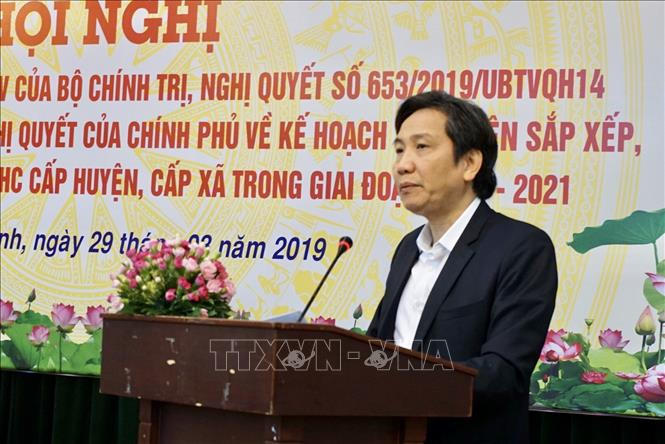 Thứ trưởng Bộ Nội vụ Trần Anh Tuấn phát biểu tại hội nghị. 