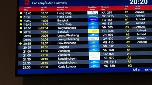 Dự kiến chuyến bay của đội tuyển bắn súng Việt Nam sẽ hạ cánh vào 20h49. Ảnh: Như Ý