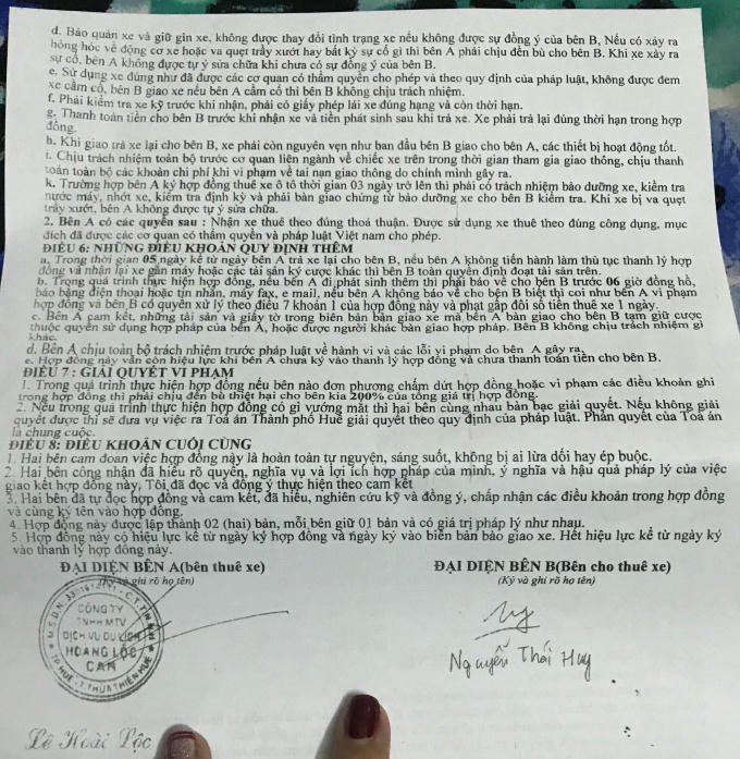 Hợp đồng thuê xe...