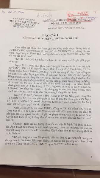 Báo cáo của Viện kiểm sát.