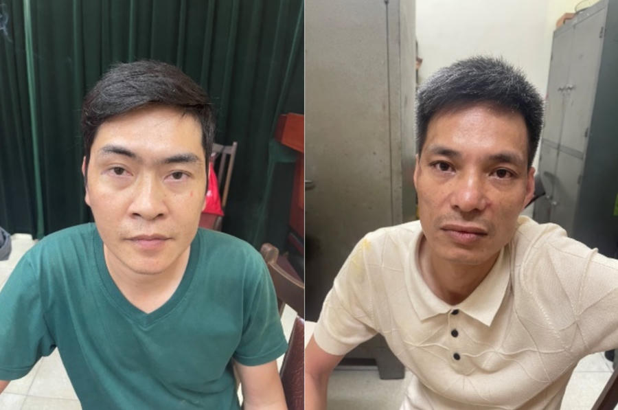 Đối tượng Bùi Minh Giang (trái) và Nguyễn Đức Ngọc