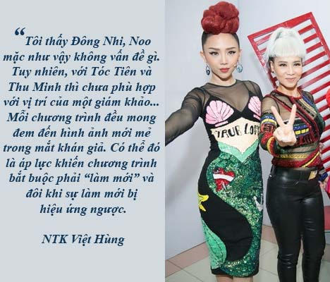 Thu Minh, Tóc Tiên bị phản ứng vì trang phục lòe loẹt, kỳ dị? - Vừa xuất hiện trong tập đầu tiên của chương trình The Voice 2017 (Giọng hát Việt), dàn HLV không chỉ khiến dư luận phản ứng vì vấn đề chuyên môn, tranh giành các thí sinh mà còn vấp phải nhiều ý kiến trái chiều xoay quanh trang phục bị cho là lòe loẹt, kỳ dị khác thường…