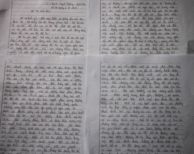 Nhiều lần bức thư xin lỗi bố mẹ của Duyệt bị ngắt qu&atilde;ng v&igrave; sự x&uacute;c động của thanh ni&ecirc;n n&agrave;y.