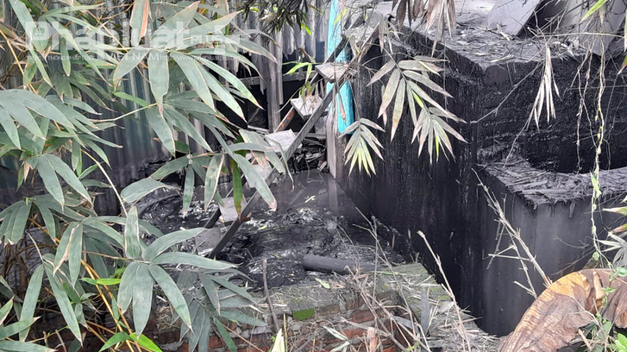 Chất thải màu đen từ các khu nhà xưởng được xả trực tiếp ra môi trường xung quanh.