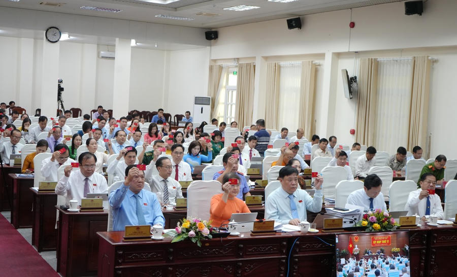Các đại biểu biểu quyết thông qua các Nghị quyết tại Kỳ họp.